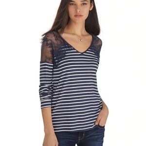 White House Black Market Navy Stripped Top - XS